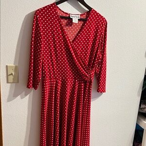 Ronni Nicole Red Polka Dot Long Sleeve Dress